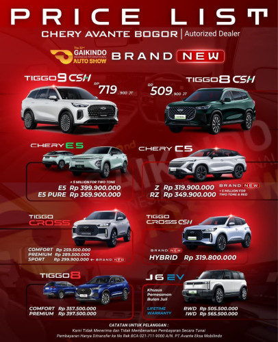 Pricelist Harga Chery cimahiutara 2025